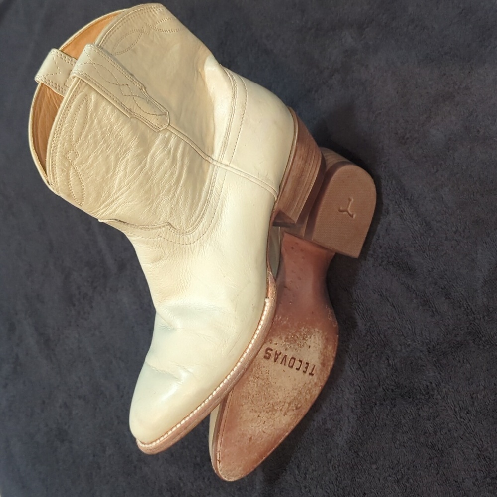 Tecovas The Paige in Antique White Leather Cowgirl Western Boots 10.5 B